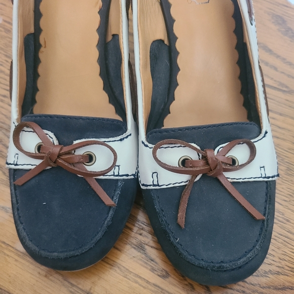 Coach Athena Slingback Wedges, Navy and White, size 6.5 - Picture 6 of 6